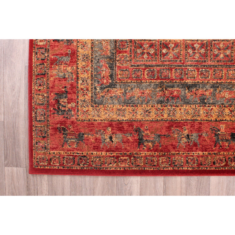 World Menagerie Noland Supreme Pazyryk Handwoven Red/Black Rug